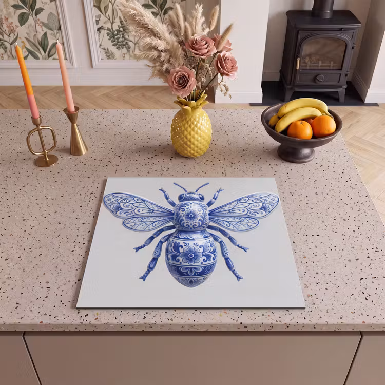 Herdabdeckplatte - Biene - Modern - Delft - Blau — 3