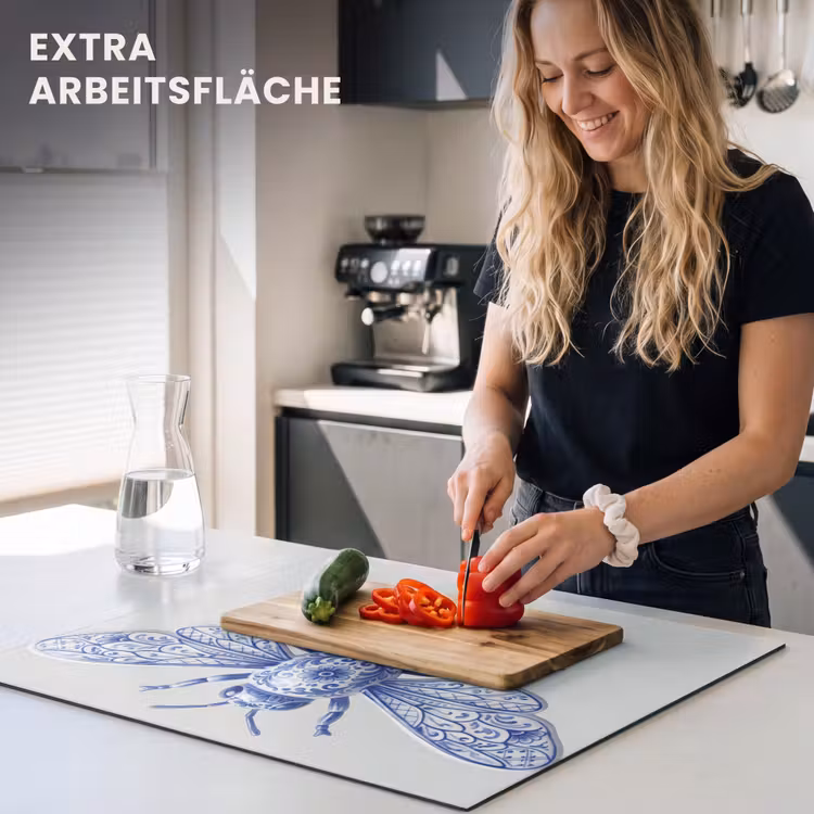 Herdabdeckplatte - Biene - Modern - Delft - Blau — 5