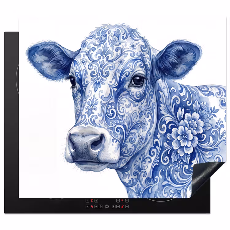 Herdabdeckplatte - Illustration - Kuh - Blau — 1