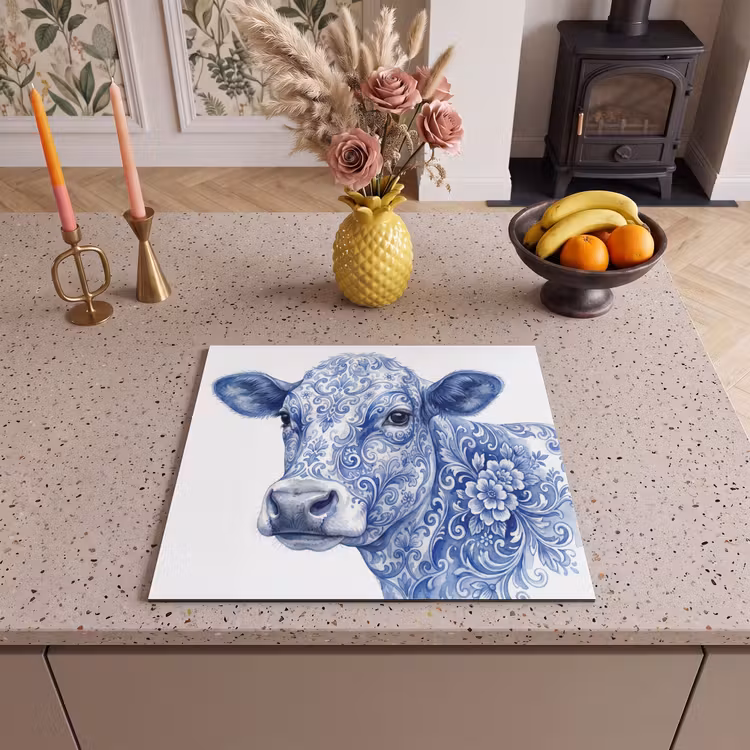 Herdabdeckplatte - Illustration - Kuh - Blau — 3