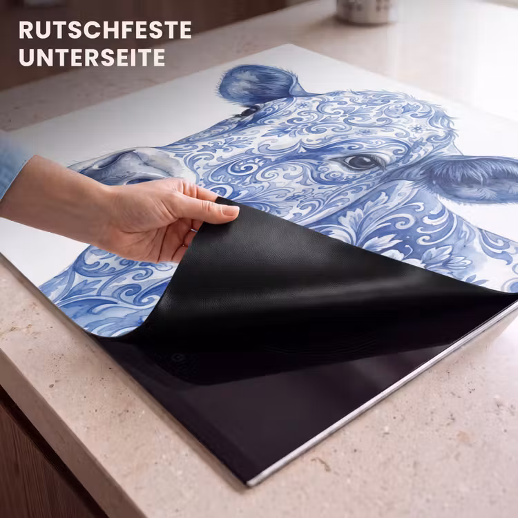 Herdabdeckplatte - Illustration - Kuh - Blau — 6