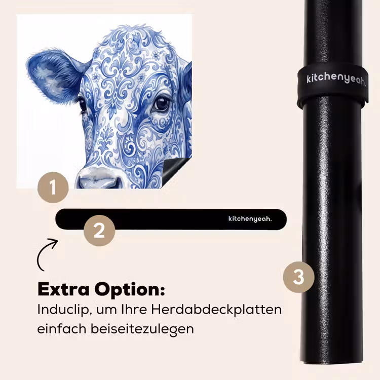 Herdabdeckplatte - Illustration - Kuh - Blau — 8