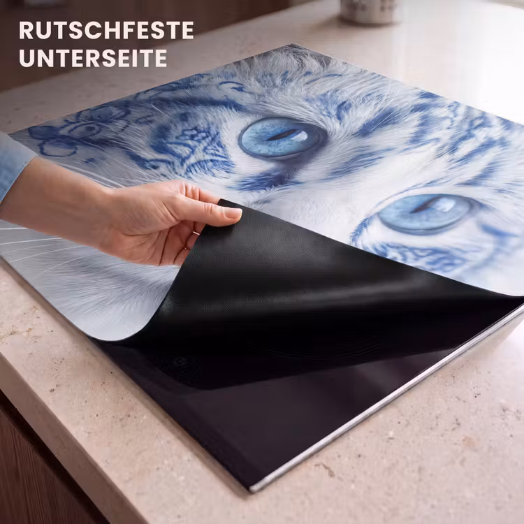 Herdabdeckplatte - Katze - Muster - Blau — 6