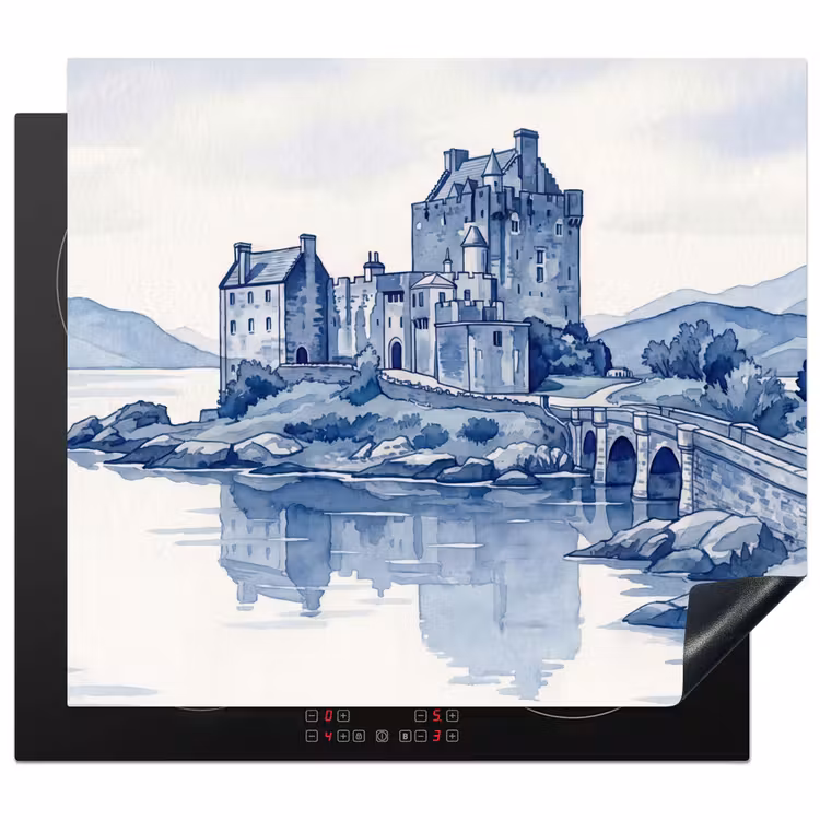 Herdabdeckplatte - Schottisch - Schloss - Blau - Aquarell — 1