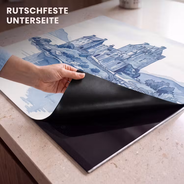 Herdabdeckplatte - Schottisch - Schloss - Blau - Aquarell — 6