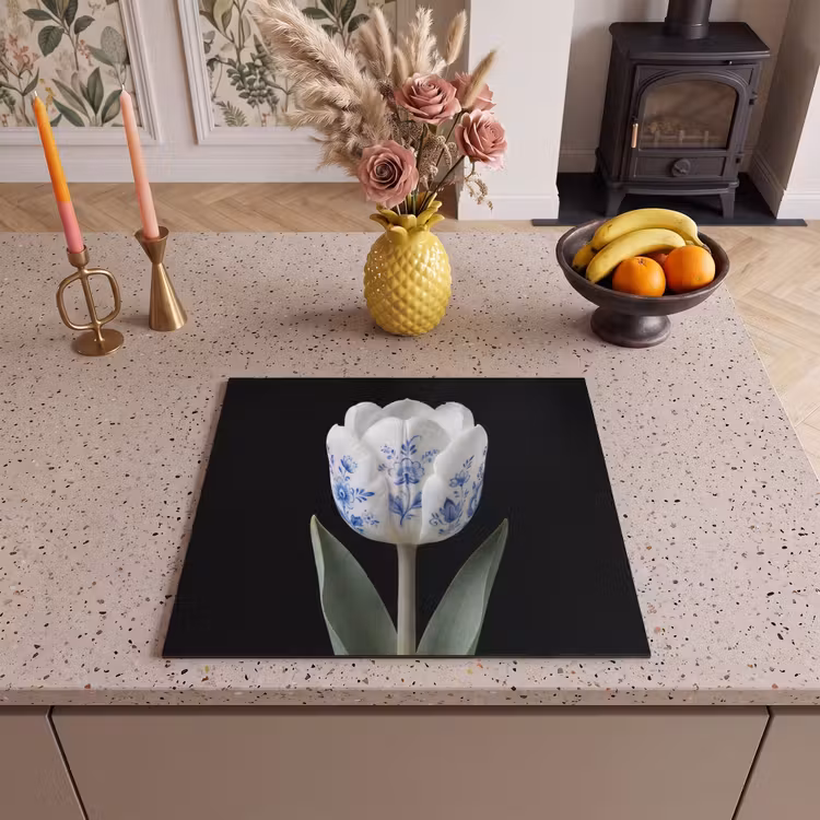Herdabdeckplatte - Tulpe - Muster - Blau — 3