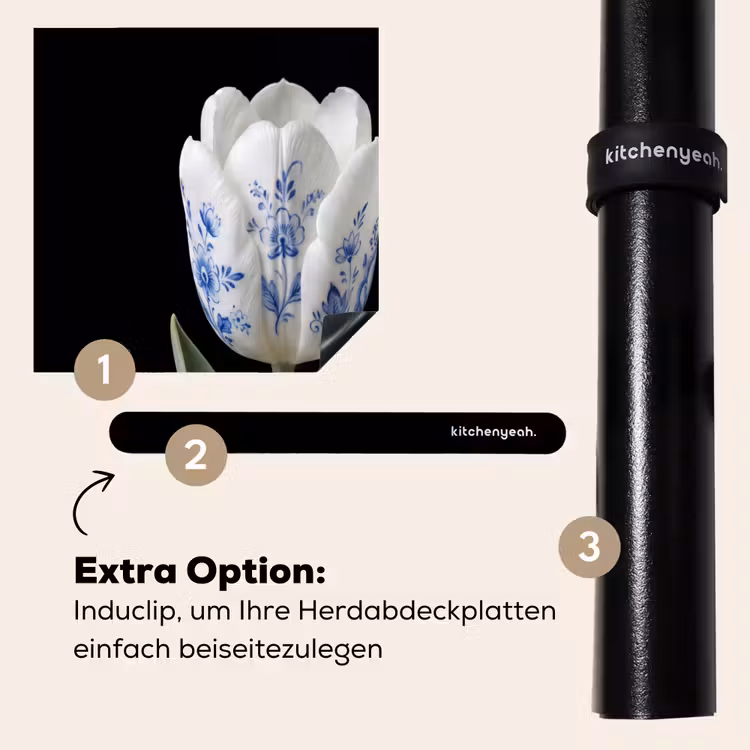 Herdabdeckplatte - Tulpe - Muster - Blau — 8