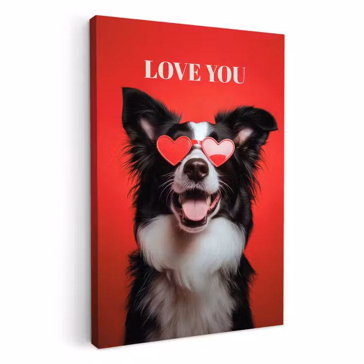 Leinwandbilder - Hund - Herz-Brille - Loveyou - Rot — 1