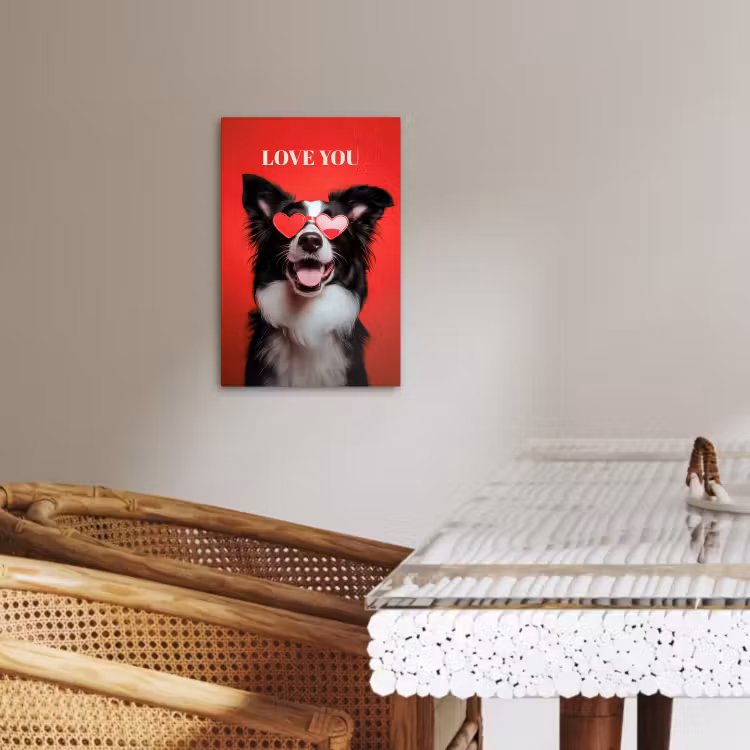 Leinwandbilder - Hund - Herz-Brille - Loveyou - Rot — 4