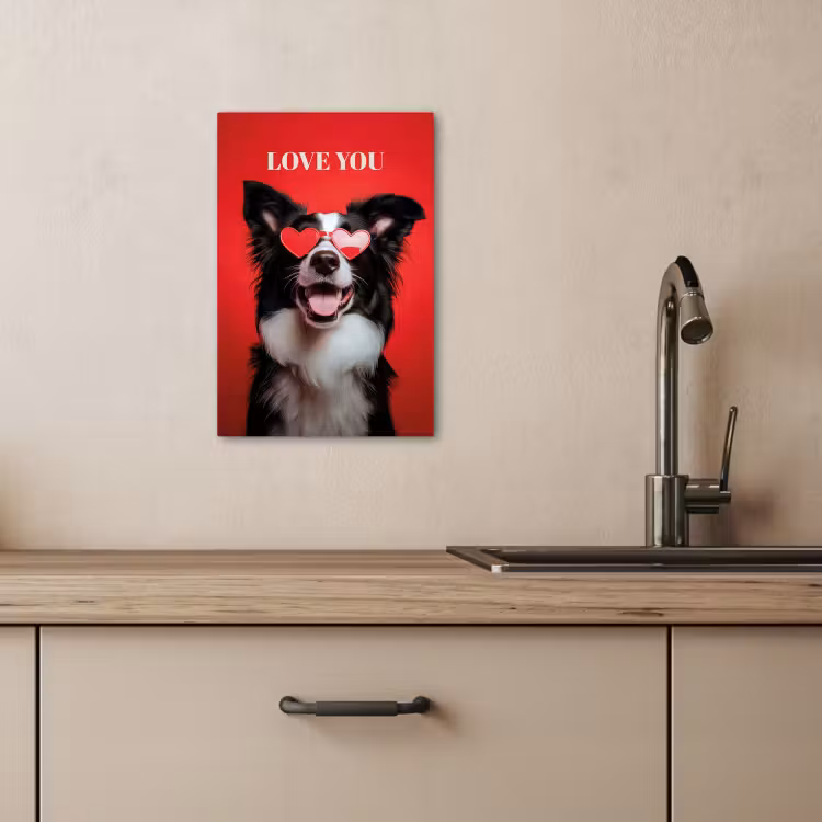 Leinwandbilder - Hund - Herz-Brille - Loveyou - Rot — 5