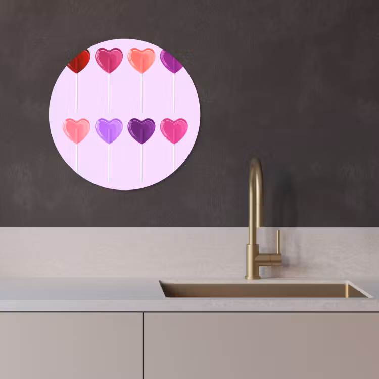 KitchenYeah - Küche - Forex Wandkreis - Lutscher - Herz - Rosa - Bonbon — 2
