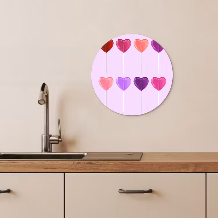 KitchenYeah - Küche - Forex Wandkreis - Lutscher - Herz - Rosa - Bonbon — 4