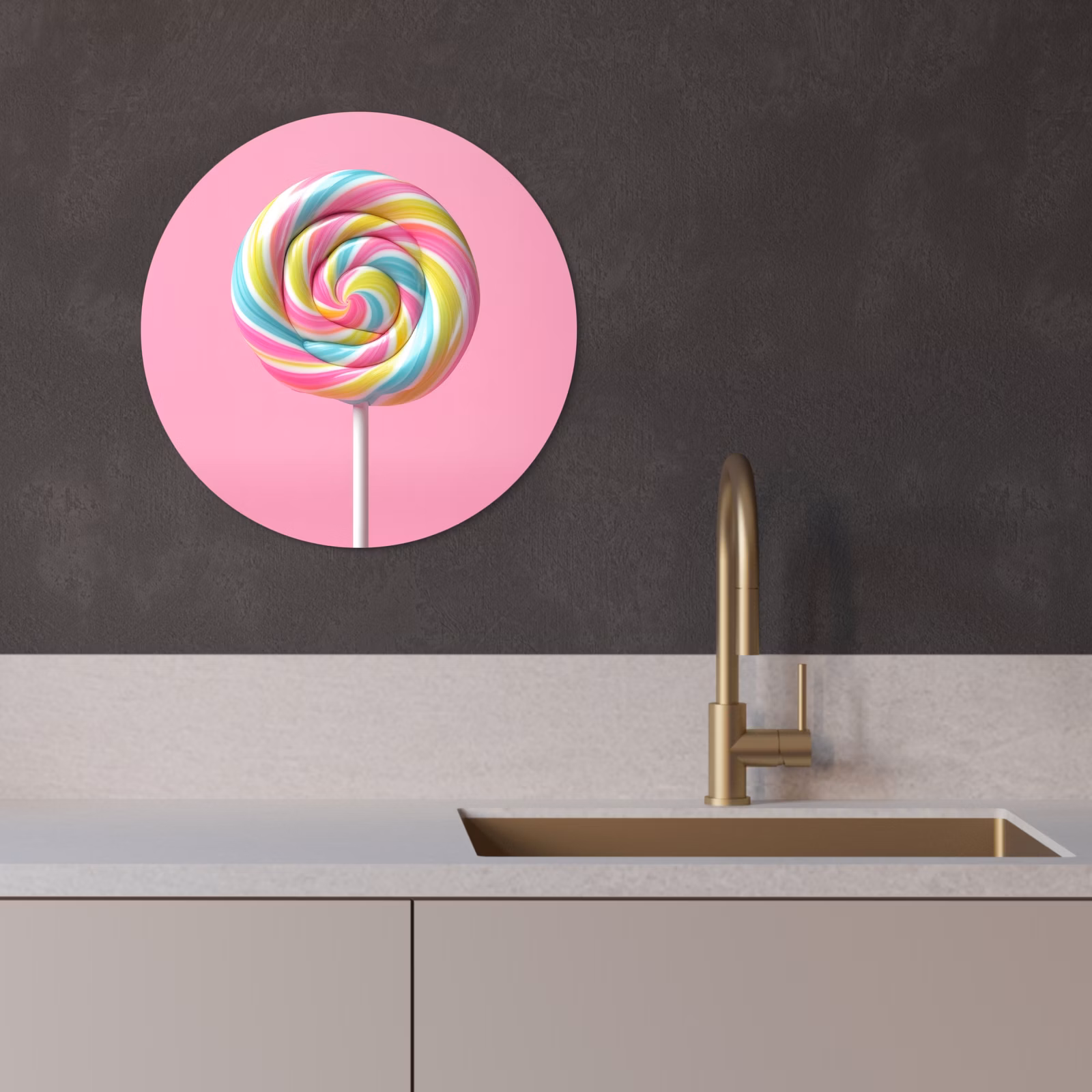 KitchenYeah - Küche - Forex Wandkreis - Lollipop - Rosa - Süßigkeit - Süß — 1