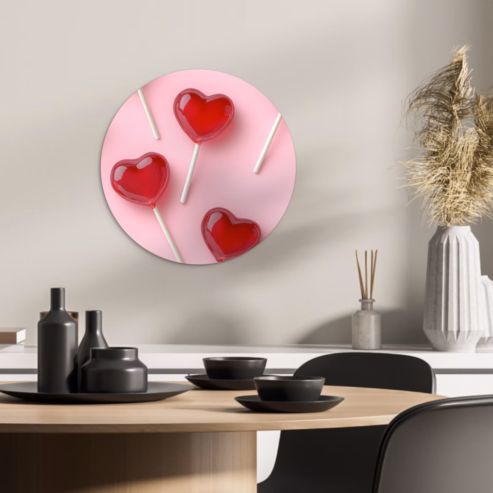 KitchenYeah - Küche - Forex Wandkreis - Lutscher - Herzen - Rosa — 1