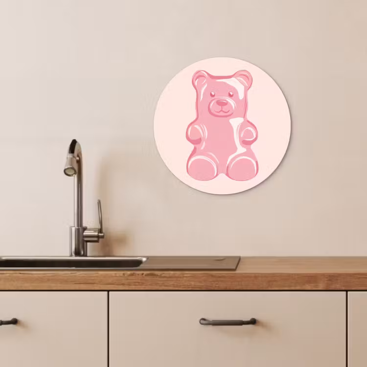 KitchenYeah - Küche - Forex Wandkreis - Bär - Rosa - Bonbon — 4
