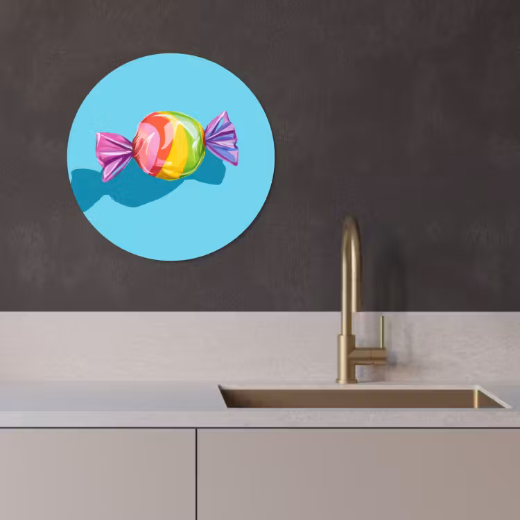 KitchenYeah - Küche - Forex Wandkreis - Blau - Bonbon - Regenbogen — 2