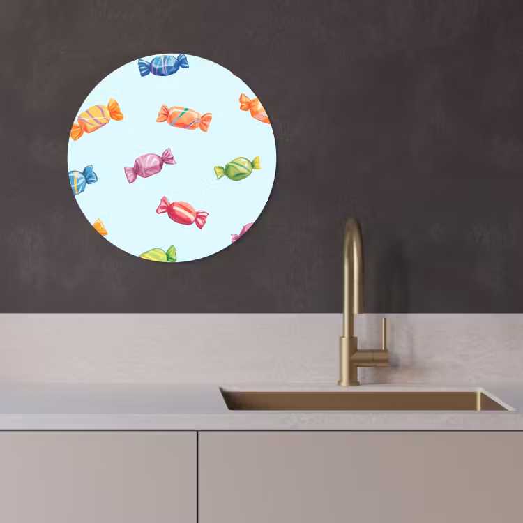 KitchenYeah - Küche - Forex Wandkreis - Blau - Muster - Bonbon — 4