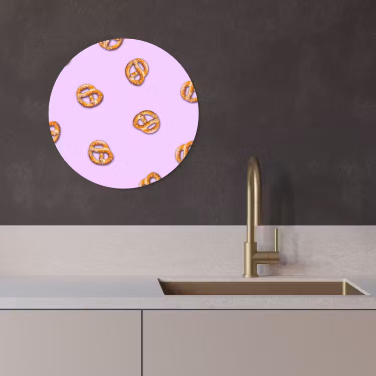 KitchenYeah - Küche - Forex Wandkreis - Brezeln - Lebensmittel - Lila — 2