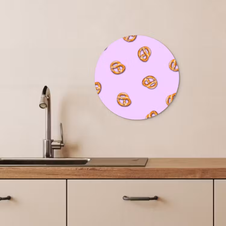 KitchenYeah - Küche - Forex Wandkreis - Brezeln - Lebensmittel - Lila — 4