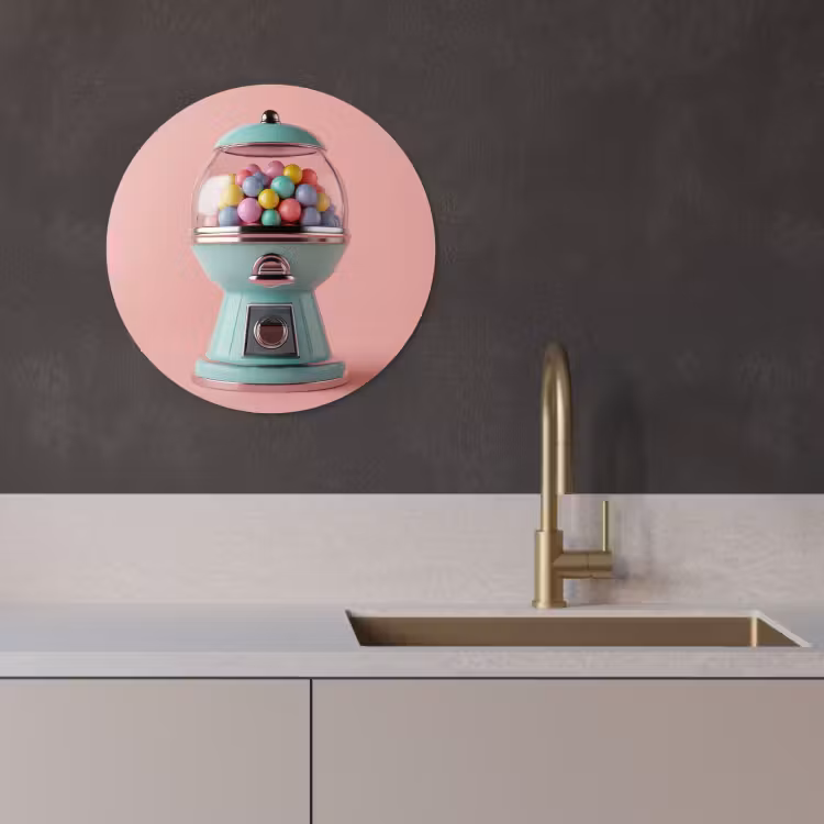 KitchenYeah - Küche - Forex Wandkreis - Kaugummi - Retro - Bonbon - Rosa — 3