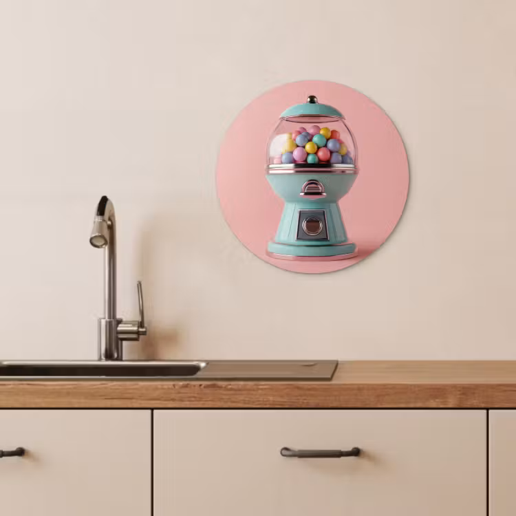KitchenYeah - Küche - Forex Wandkreis - Kaugummi - Retro - Bonbon - Rosa — 4