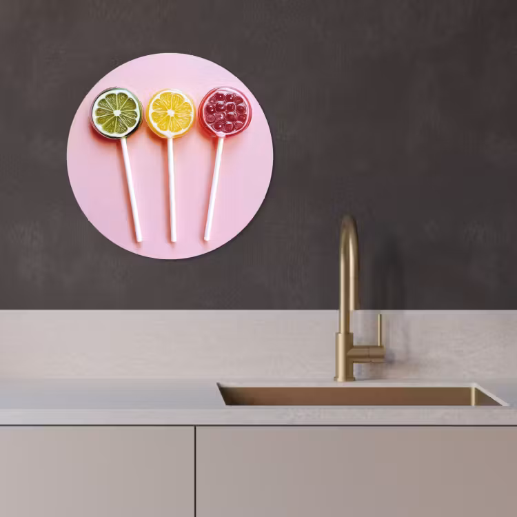 KitchenYeah - Küche - Forex Wandkreis - Lollipop - Bonbon - Zitrusfrucht — 2