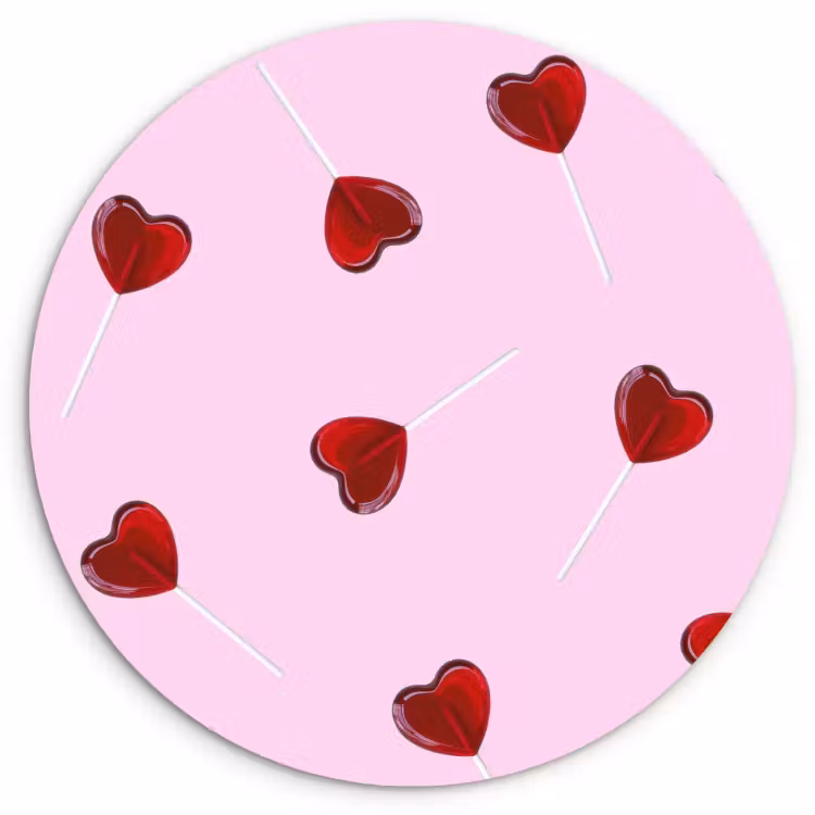 KitchenYeah - Küche - Forex Wandkreis - Rosa - Herz - Lutscher - Bonbon — 1
