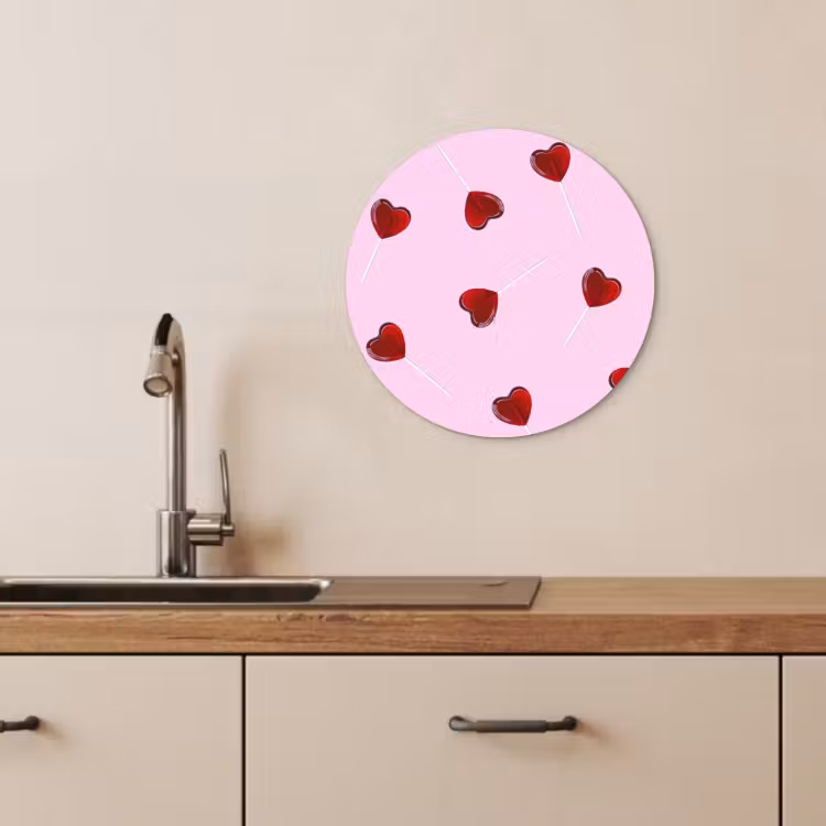 KitchenYeah - Küche - Forex Wandkreis - Rosa - Herz - Lutscher - Bonbon — 4