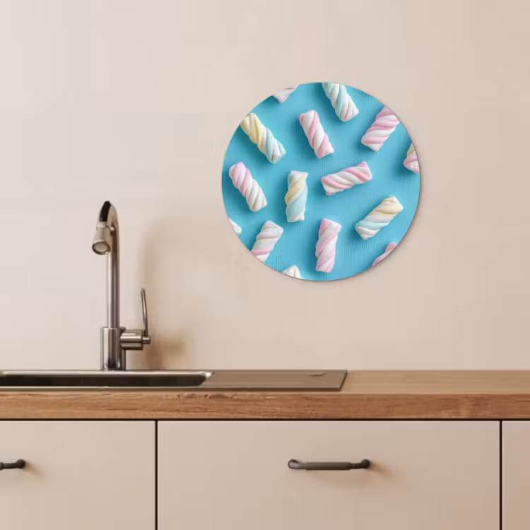KitchenYeah - Küche - Forex Wandkreis - Speck - Pastell - Bonbon - Blau — 2