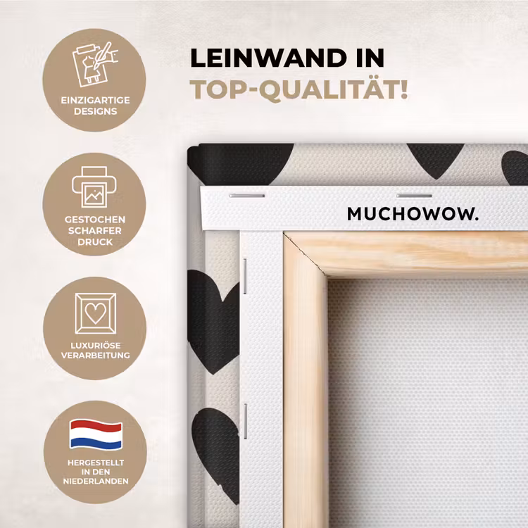 Leinwandbilder - Herzen - Schwarz - Beige — 2