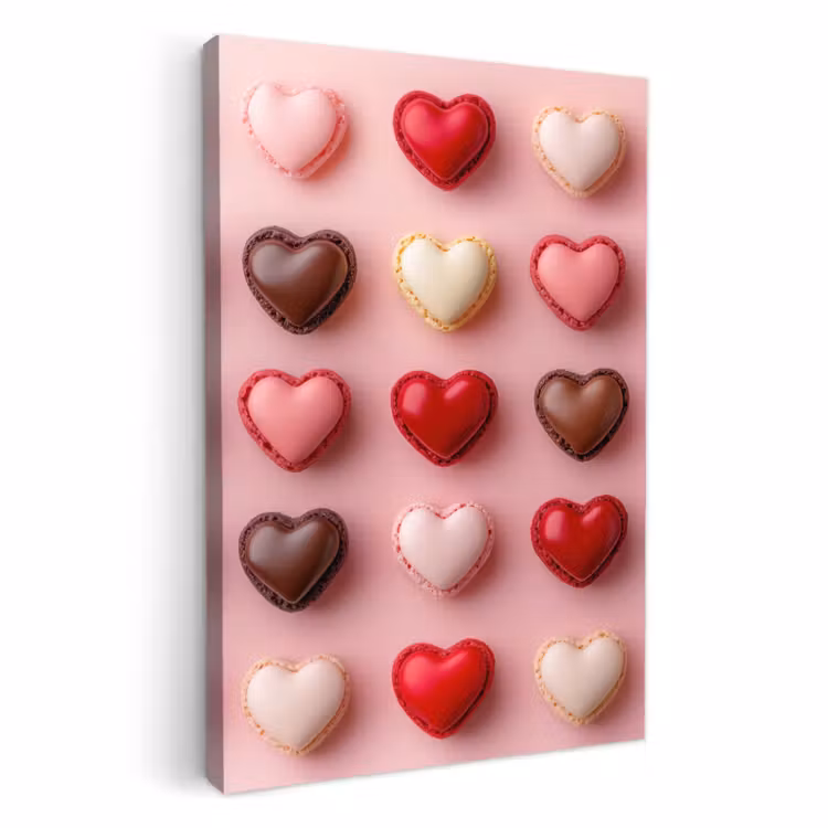 KitchenYeah - Küche - Leinwand - Makronen - Herzen - Bunt - Rosa — 1