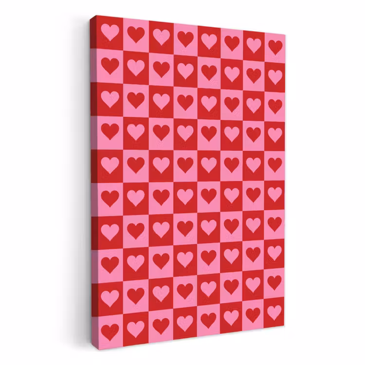Leinwandbilder - Rot - Rosa - Schachbrett - Valentinstag — 3