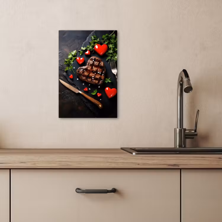 KitchenYeah - Küche - Leinwand - Steak - Herz - Besteck — 1