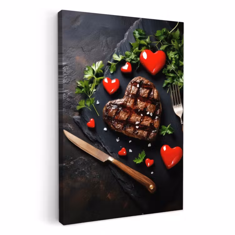 KitchenYeah - Küche - Leinwand - Steak - Herz - Besteck — 3