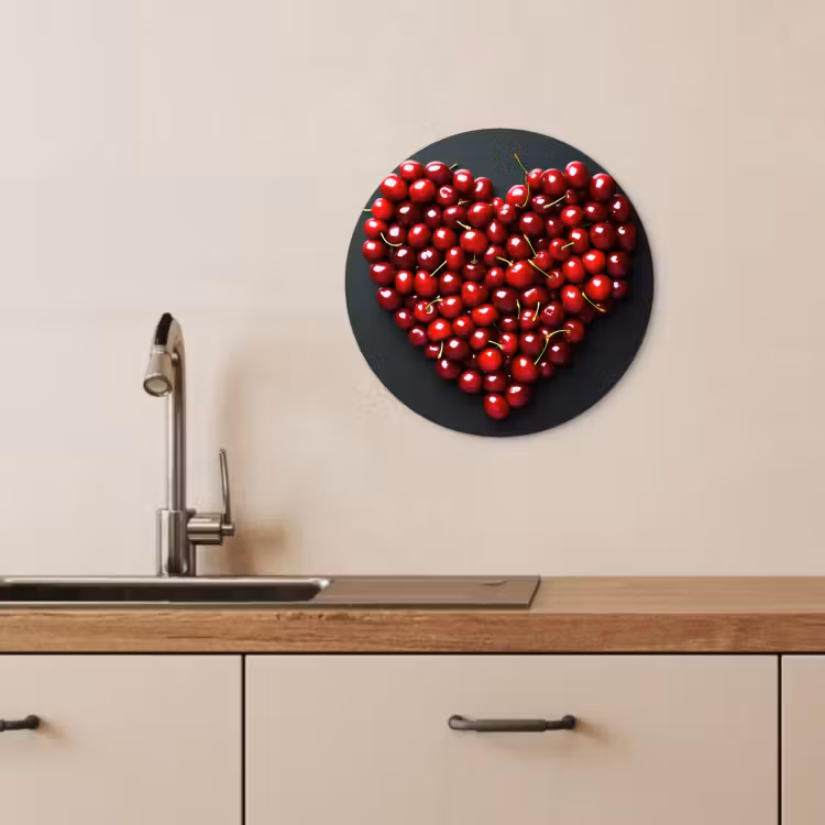 KitchenYeah - Küche - Forex Wandkreis - Kirsche - Herz - Rot - Schwarz — 2