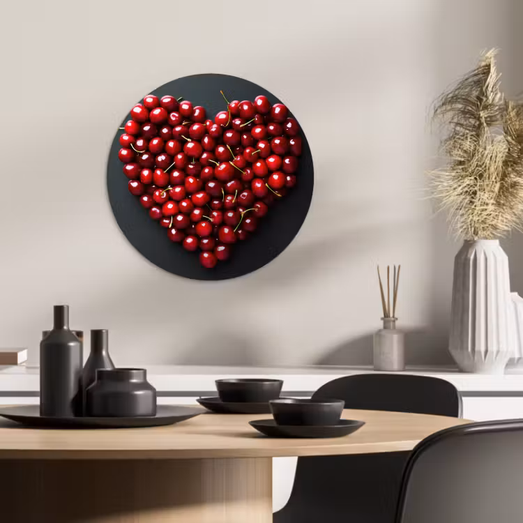 KitchenYeah - Küche - Forex Wandkreis - Kirsche - Herz - Rot - Schwarz — 3
