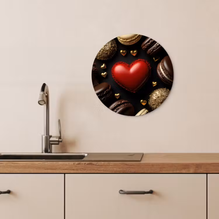 KitchenYeah - Küche - Forex Wandkreis - Makronen - Rot - Herz — 2