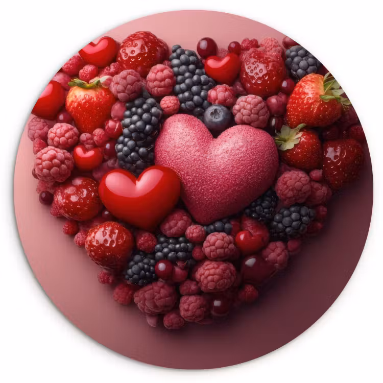 KitchenYeah - Küche - Forex Wandkreis - Obst - Herzen - Erdbeeren - Himbeeren - Heidelbeeren — 1