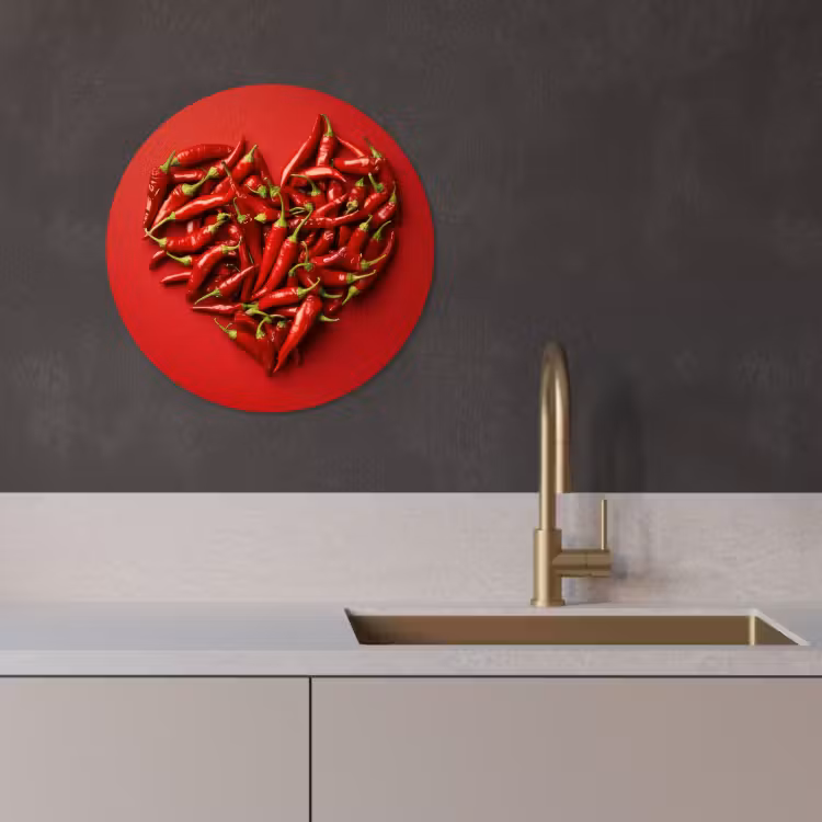 KitchenYeah - Küche - Forex Wandkreis - Paprika - Rot - Herz — 2