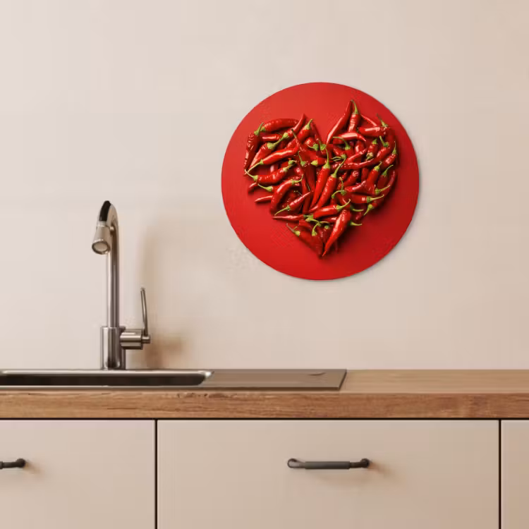 KitchenYeah - Küche - Forex Wandkreis - Paprika - Rot - Herz — 4