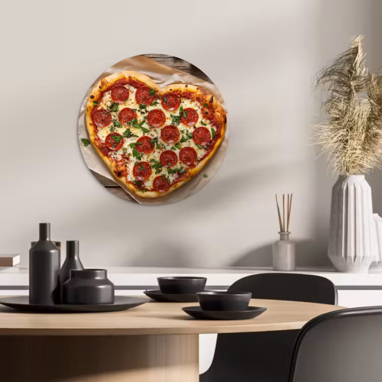 KitchenYeah - Küche - Forex Wandkreis - Pizza - Herz - Peperoni - Tomate — 1