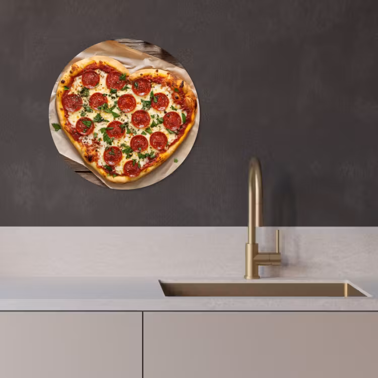 KitchenYeah - Küche - Forex Wandkreis - Pizza - Herz - Peperoni - Tomate — 3