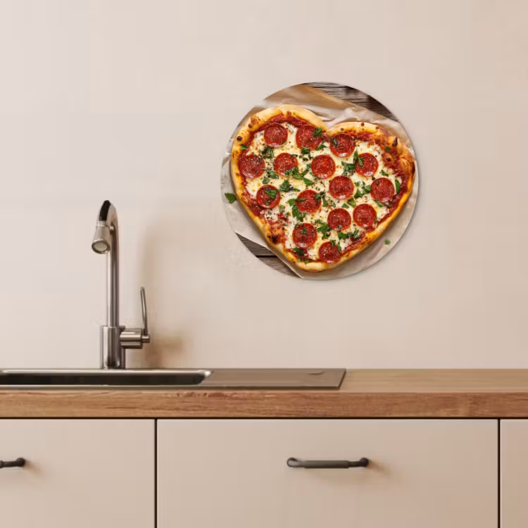 KitchenYeah - Küche - Forex Wandkreis - Pizza - Herz - Peperoni - Tomate — 4