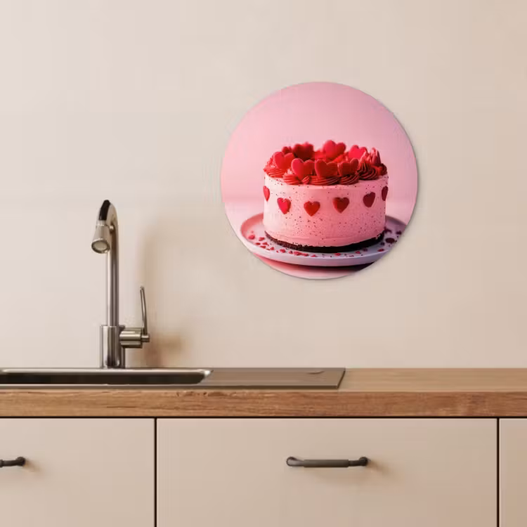 KitchenYeah - Küche - Forex Wandkreis - Torte - Herz - Rosa — 3