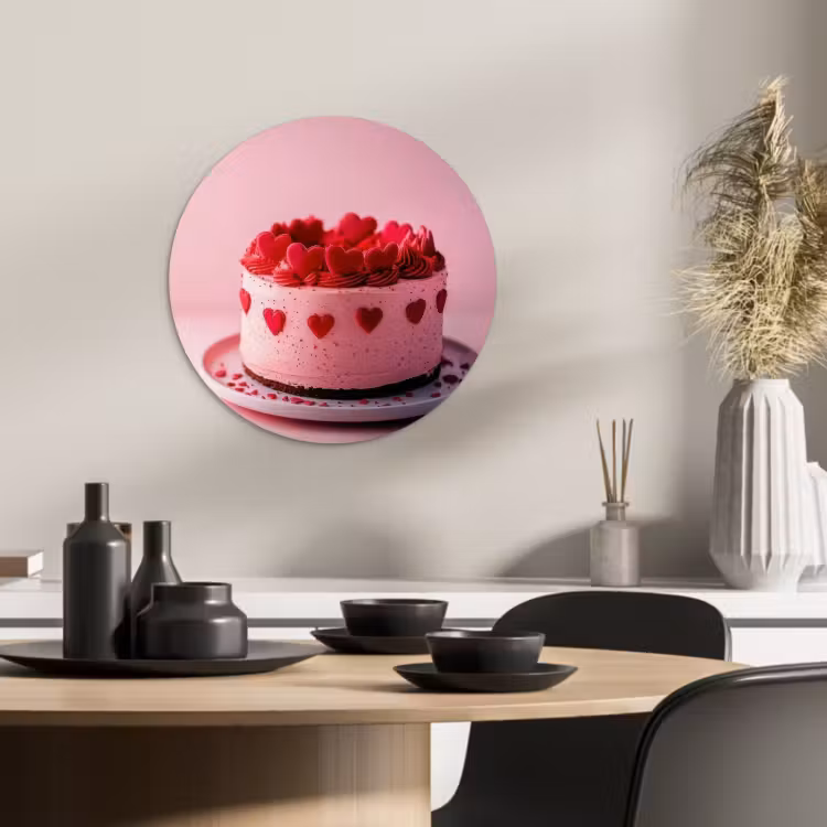 KitchenYeah - Küche - Forex Wandkreis - Torte - Herz - Rosa — 4