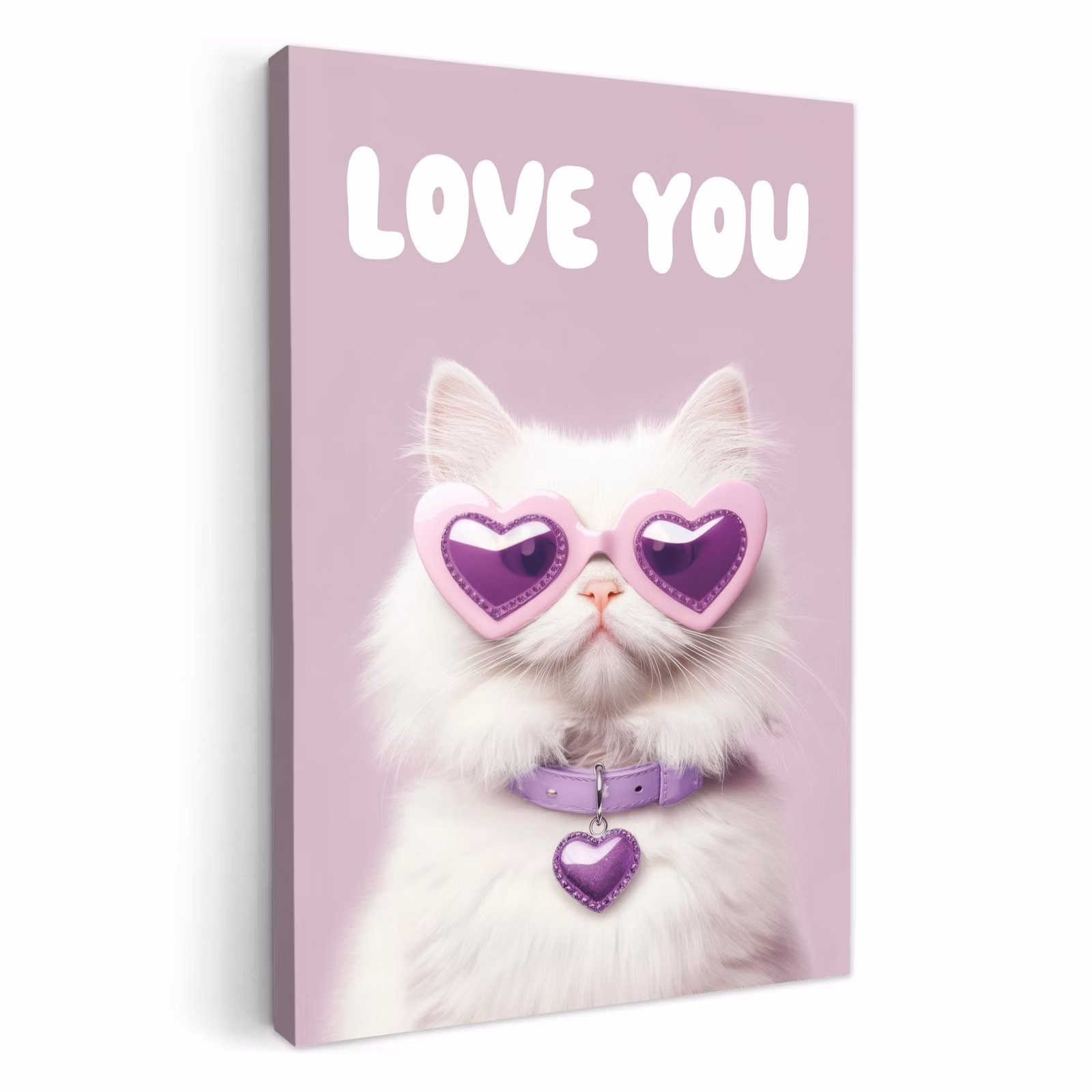 Leinwandbilder - Katze - Liebe - Lila - Valentinstag — 1