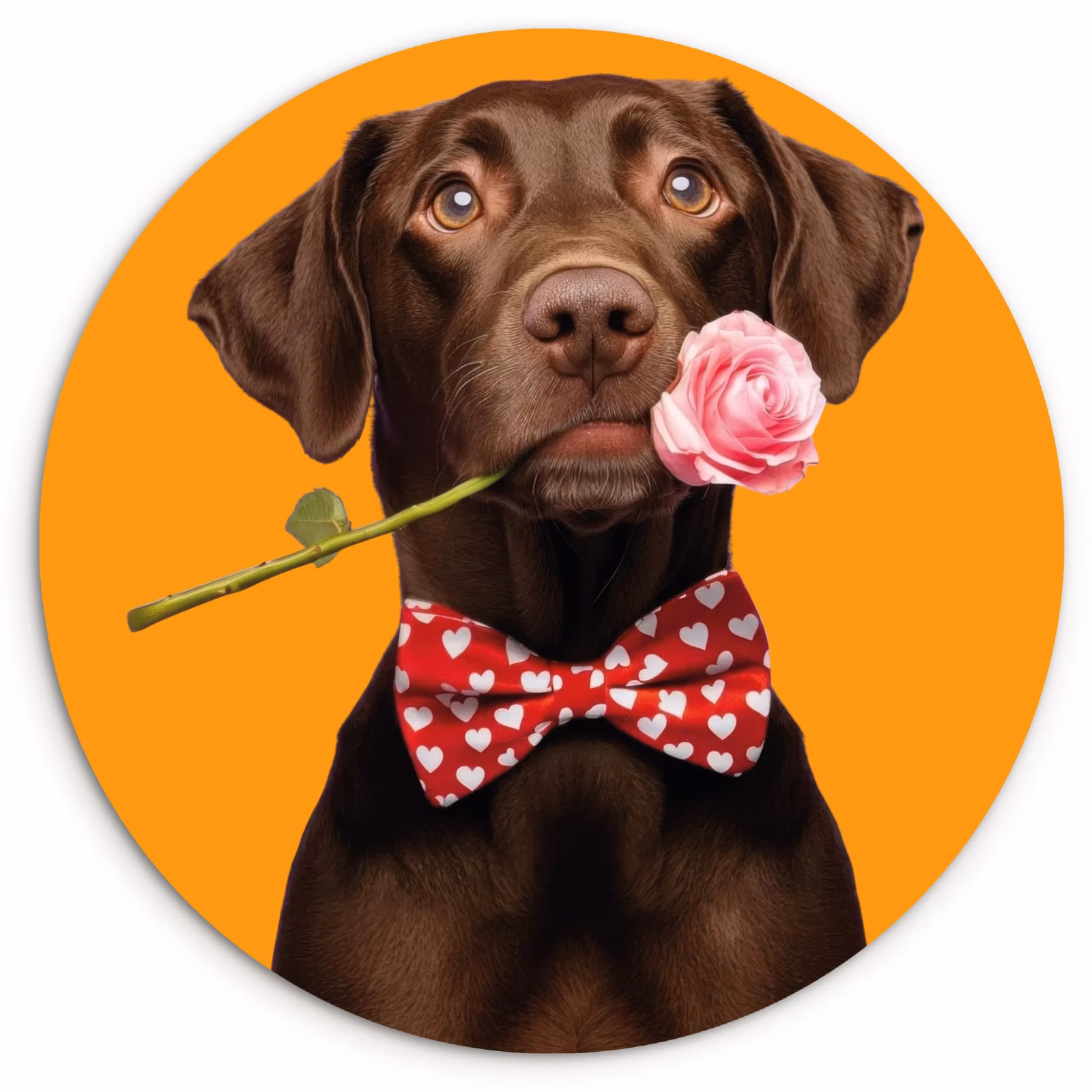 Runde Bilder - Hund - Orange - Rose - Valentinstag — 1
