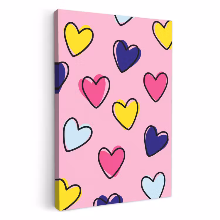Leinwandbilder - Herzen - Valentinstag - Muster - Bunt — 3