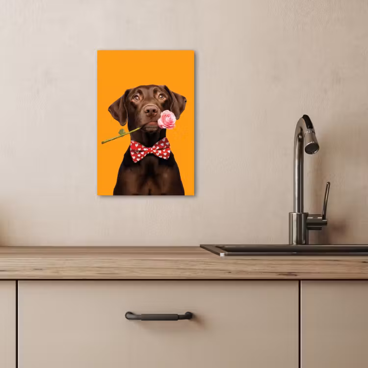 Leinwandbilder - Hund - Orange - Rose - Valentinstag — 1