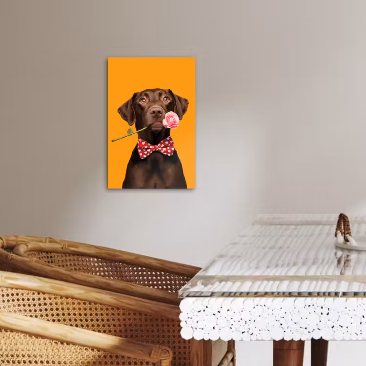 Leinwandbilder - Hund - Orange - Rose - Valentinstag — 2